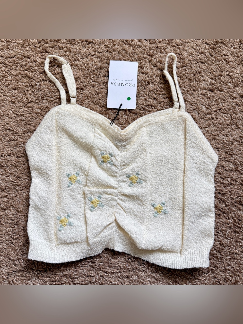 NWT Promesa Crop Floral Embroidered Tank Top